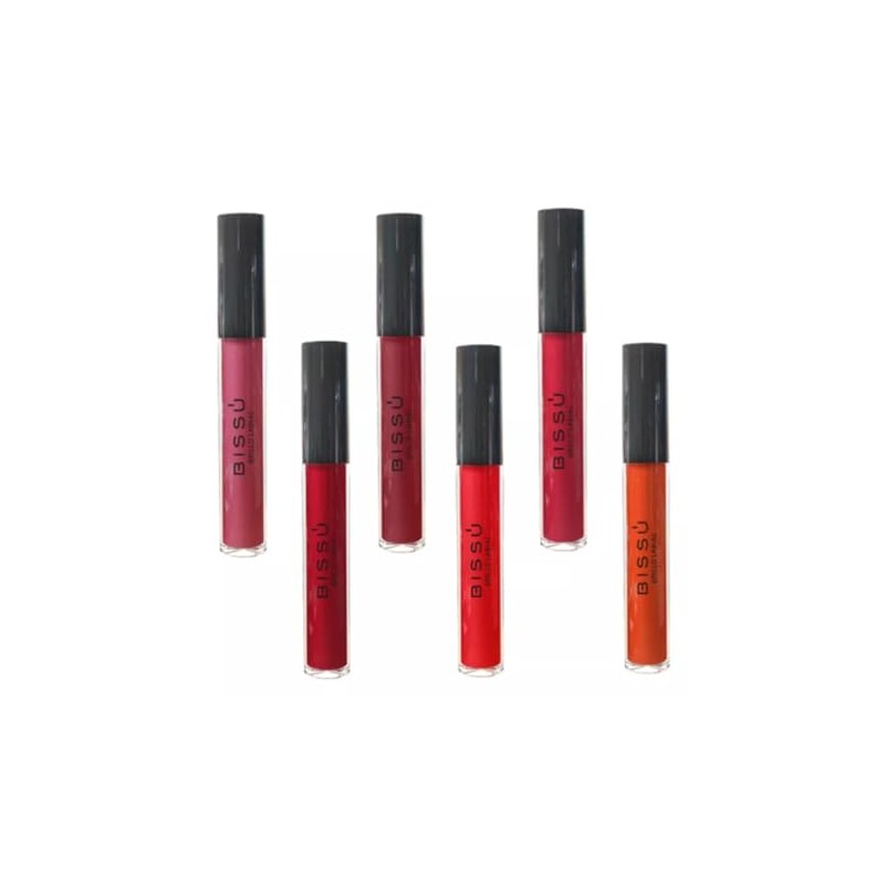 Kit/Set Brillo Labial Bissu Nueva Formula 6 pzas Tonos Rojos