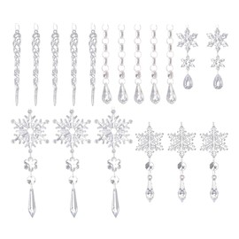 Set of 18 ZONADAH Christmas Tree Pendants Acrylic Crystal Hanging Set Snowflake Ornaments Hanging Drops for Winter Christmas Crafts Decor Home Party Supplies