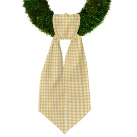 Birthday Spring Wreath Sash for Front Door, Yellow Burlap Sash Check Plaid Wreath Accessories for Home Wedding Birthday Decorations