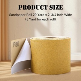 Dansib 12 Rolls 60 Yards 60, 80, 120, 220, 320, 400 Grit Psa Continuous Sandpaper Roll 2-3/4" Wide Longboard Sandpaper Self-Adhesive Sand Paper Automotive Woodworking Hand Sanding Block