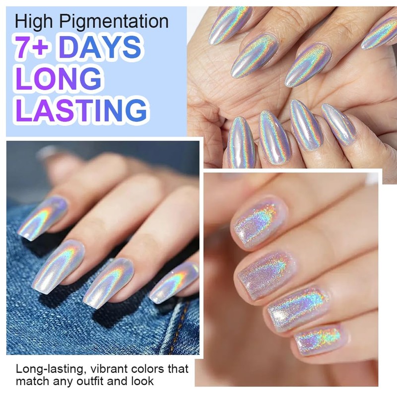 LOPHE Glitzer Nagellack, Nagellack Holographic Glitter Reflective, Schnelltrocknend Shimmer Nagellack,