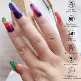 SanFangyue Semi-Cured Gel Nail Foils Semi-Cured UV Gel Strips - Pack of 22 - Gel Nail Foils UV Hardening for Salon Quality Manicure (Colourful)