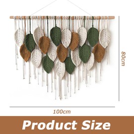 Eco-Friendly Cotton Wall Tapestry with Handwoven Leaf Design Decor,Textile Wall Decor for Apartment,Dorm,Living Room,Bedroom,Nursery