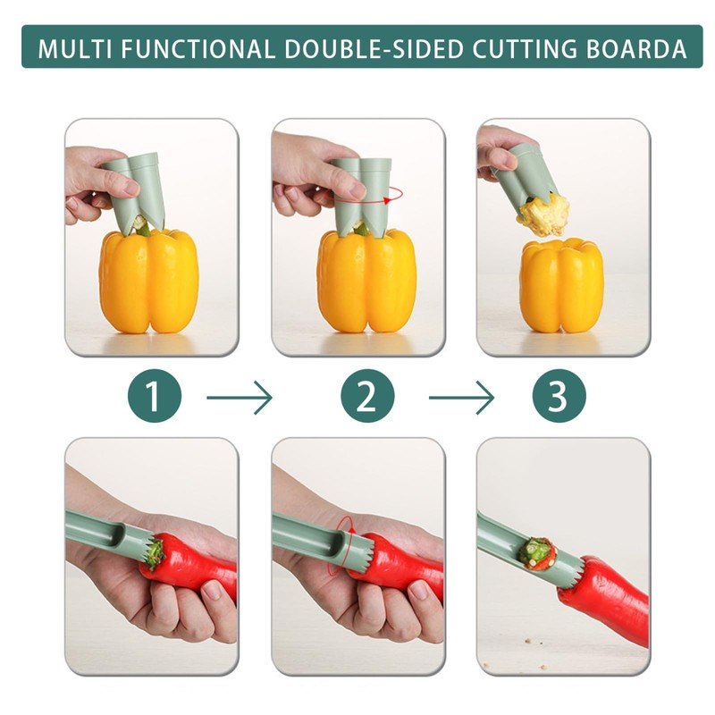 Pepper Corer, 2 in 1 Red Bell Pepper Seed Corer
