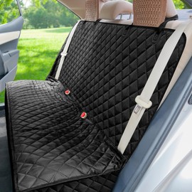 PETICON Waterproof Scratchproof Pet Bench Seat Covers for Cars, Trucks, SUVs, Nonslip Durable Back Seat Cover for Dogs, Washable Backseat Protection, Black