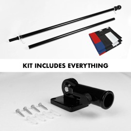 G128 6 Feet Tangle Free Spinning Flagpole (Black) Thin Blue&Red Flag Brass