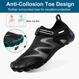 Women Men Water Sport Shoes Barefoot Beach Swim Pool Shoes Quick Dry Aqua Socks Anti-Slip Surf Diving Yoga Shoes, Black, 46