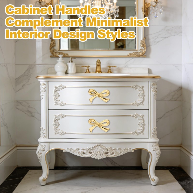 Orizizhic 6 Pcs Gold Bow Drawer Knobs Set，Bow Shape Cabinets