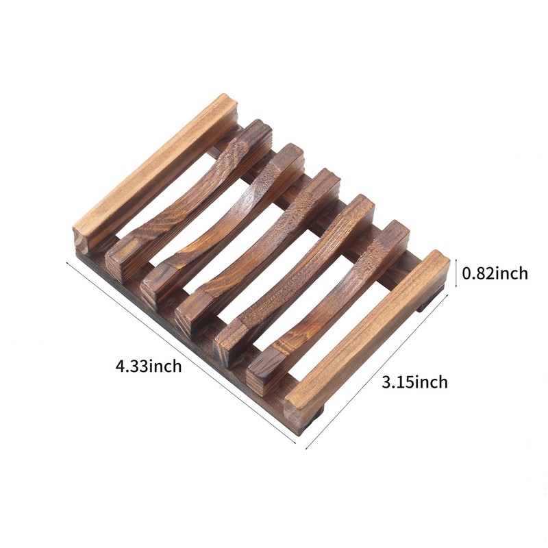 Wooden Soap Dish for Shower,Set of 2 Shower Soap Holder,Self