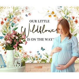 Sensfun Wildflower Baby Shower Backdrop, Watercolor Wildflower & Butterfly, 7ft x 5ft Vinyl Banner, Perfect for Girl Wildflower Baby Shower Decorations, Photo Booth Props