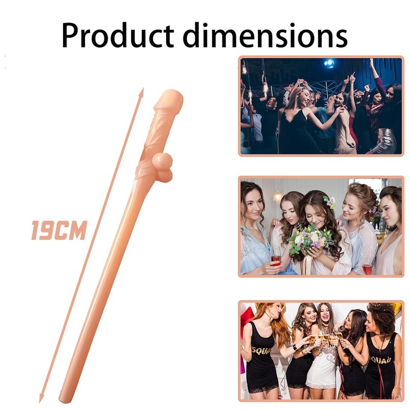 10 Pcs Hen Party Straws,Hard Plastic Straw,Novelty Reusable Straw for
