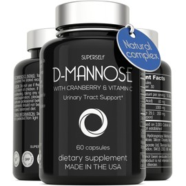 D-Mannose 1000mg Capsules - D Mannose with Cranberry Extract and Vitamin C - 60 Capsules 500mg High Strength - Urinary Tract Health for Women & Men - Vegan & Non-GMO - Fast-Acting Natural UTI Support