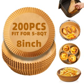 Air Fryer Liners Disposable,200Pcs Parchment Paper,LYHOLKEER 8inch Round Disposable Air Fryer Paper Liners for 5 5.5 6 6.5 7 7.5 8QT Air Fryer,Baking,Non-Stick Airfryer Paper Liners Free of Bleach