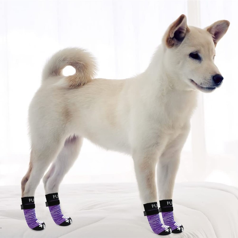 PUPTECK Anti-Slip Dog Socks with Double Sides Grips for Small