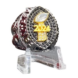 Legacy Rings 2024 Gunmetal Black and Gold Tone Fantasy Football Championship Trophy Ring, Award for Fantasy Football League Winner (12)