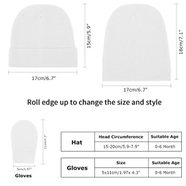 AQOKKA 5 Pcs Baby Girl Hats Newborn Baby Beanies Infant Cap Baby Mittens Newborn Hats for Baby Girls Boy Essentials 0-6 Months