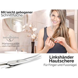 Left-Handed Cuticle Scissors Made in Germany with Curved Cutting Surface - Professional Nail Cuticle Scissors for Precise Removal of Cuticles with Case for Storage