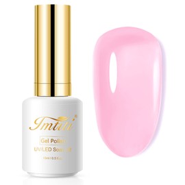 Imtiti Jelly Gel Nail Polish, 1 Pcs 0.5 Fl Oz Pink Jelly Gel Polish Soak Off LED U V Nail Gel Polish Sheer Translucent Gel Nail Polish DIY Nail Art Starter Manicure Salon Gel Nail Kit for Women Girls