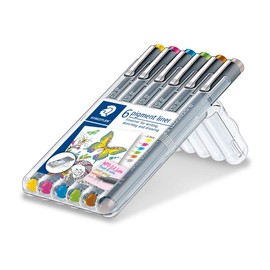 Staedtler 30803S2SB6 Rollerball Pigment Liner, Set of 6 Colors, 0.3mm