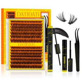 DatiDati Lash Clusters Kit, Lash Clusters, DIY Lash Extension Kit with Lash Bond and Seal Remover Lash Tweezers Eyelash Extension Kit(40D+50D Kit, 8-16mix)