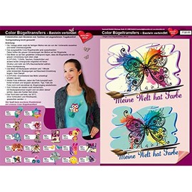 Ideen mit Herz Colour iron-on transfers, DIN A4, craft sayings, decorate textiles with iron-on motifs, iron on pictures quickly and easily, DIY textile design (butterfly)