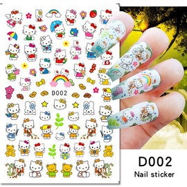 [Overseas] Children's nail stickers, character nail stickers, nail materials, cartoon, KT cat nail stickers, childhood classics, Man D 119 (Bare)/6.4*9.5cm 50ea