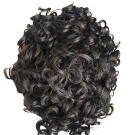 Toupee for Men, Human Hair Wigs, Men's Toupee with Soft, Peripheral PU + Fine Swiss Lace Hair Units, 10 mm Wavy Men's Wig Toupee Hair, 10 inches x 8 inches (#1 Jet Black)