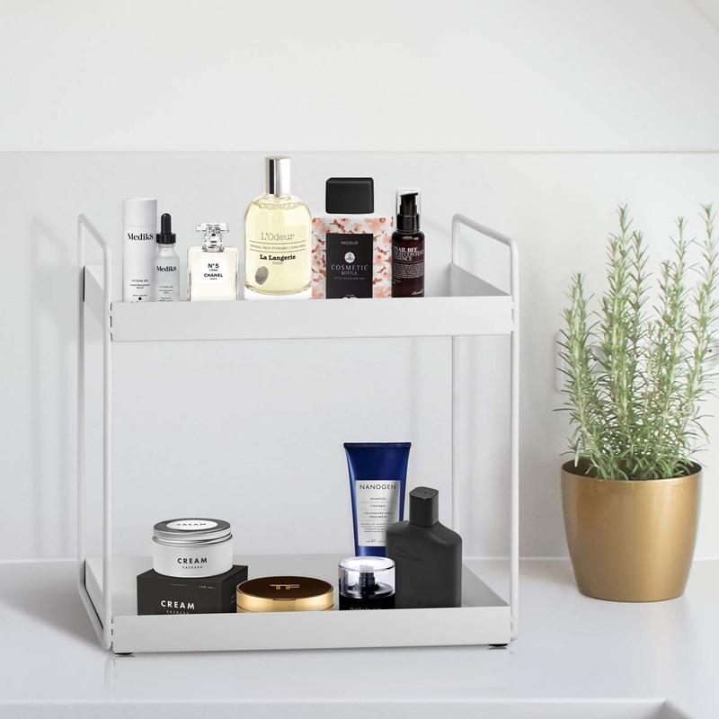 2-Tier Bathroom Countertop Organizer Vanity Tray Cosmetic & Makeup Storage