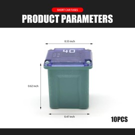 Tesnaao Pack-10 40 Amp Micro Cartridge Fuses, Box Shaped Female Fuse, Standard Fuses Replacement with Amperage Specification Marking, Universal for Trucks, Cars and SUVs (Green #1)