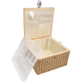 DAN&DRE Cesta de Costura, Caja de Almacenamiento de Costura Portátil, Ligera, de Gran Capacidad, con Bandeja Extraíble