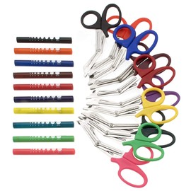 SURGICAL ONLINE Pupil Gauge LED Penlight with Bandage Scissors Matching Set for Doctor, Nurse, EMS, Medical Student, First Responder EMT Trauma Shears + Disposable Penlight - Many Color Options