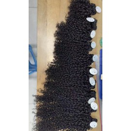 Vietnamese Raw Human Hair Weave Bundles High Quality Original Double Weft Natural Wavy Human Hair Bundlesstyle: pixie curly, color: Black, Stretched Length: 12 inches