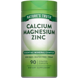 Calcium Magnesium Zinc Supplement  90 Caplets  Non-GMO, Gluten Free  by Natures Truth                                                                 