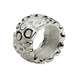 SILBERMOOS Women's Ring Band Ring Circle Structure Wide Matte Shiny Solid 925 Sterling Silver, Sterling Silver, Not applicable