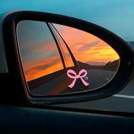 Set 3Pcs Pink Bow Rearview Mirror Decals Cute Bow, Girly Stickers, Bookish Decal, Water Bottle Kindle Sticker, Vinyl Waterproof 2 Inches Car Decal, New Car Accessories for Women