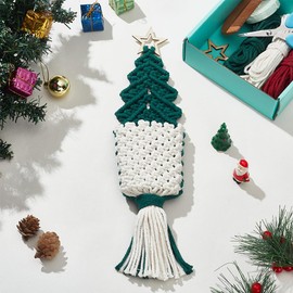 ACRNIGHEET Christmas Tree Pocket Macrame Kit for Beginners Boho Christmas Tree Hanging Ornaments for Home Decor DIY Christmas Macrame Kit for Holiday Wall Hanging with Step-by-Step Video Tutorials