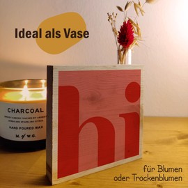 Lustige Geschenke Für Frauen - Hi Holzbild + Reagenzglas zum Hinstellen opt. als Vase oder Geldgeschenk - Witzige Geschenke Für Männer, Funny, Sprüche, Geschenk Aufmerksamkeit, Sprüche Bilder