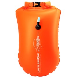Swim Buoy for Open Water Swimming with Dry Bag. Tow Float for Safe Swim Training in lakes and ocean.