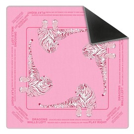 Cute Pink Tiger Mahjong Mat 31.5 x 31.5 Inch, Preppy Pink Aesthetic Tiger Non-Slip Noise Reduction Mahjong Table Mat for American Mah Jong Poker Card Board Games Dominoes