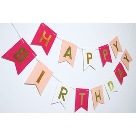 Pink Happy Birthday Banner - Birthday Party Decorations - For Girls Boys Kids and Adults Birthday Decoration Party Supplies
