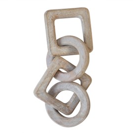 Creative Co-Op Mango Wood Chain Décor, Whitewashed