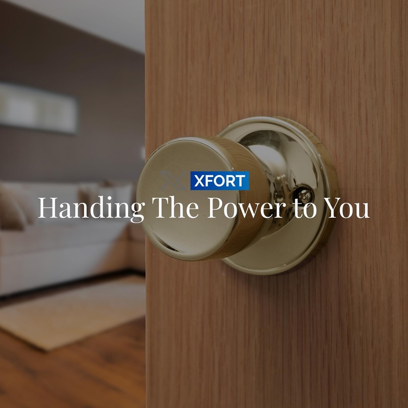 XFORT Quad Passage Knob Set Polished Brass, Door Knob for