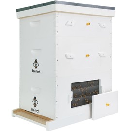BeeTech Newest Windows 8 Frame Bee Hive Kit Hand Painted Includes Unassembled Bee Hive Box with Beehive Frames and Foundations (2 Deep & 1 Medium)