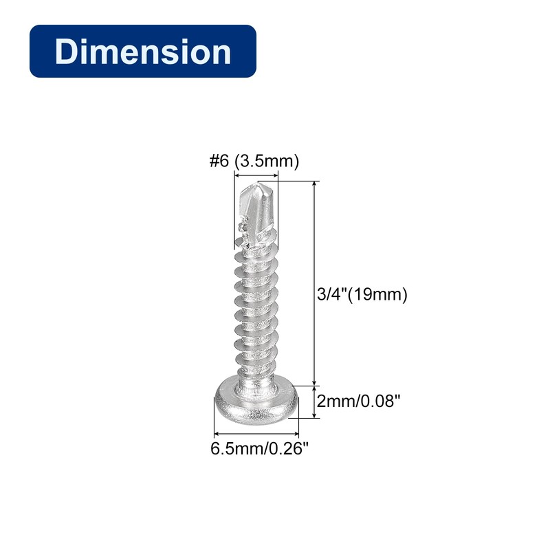 sourcing map #6-3/4" Self Drilling Screws, 120pcs 410 Stainless Steel