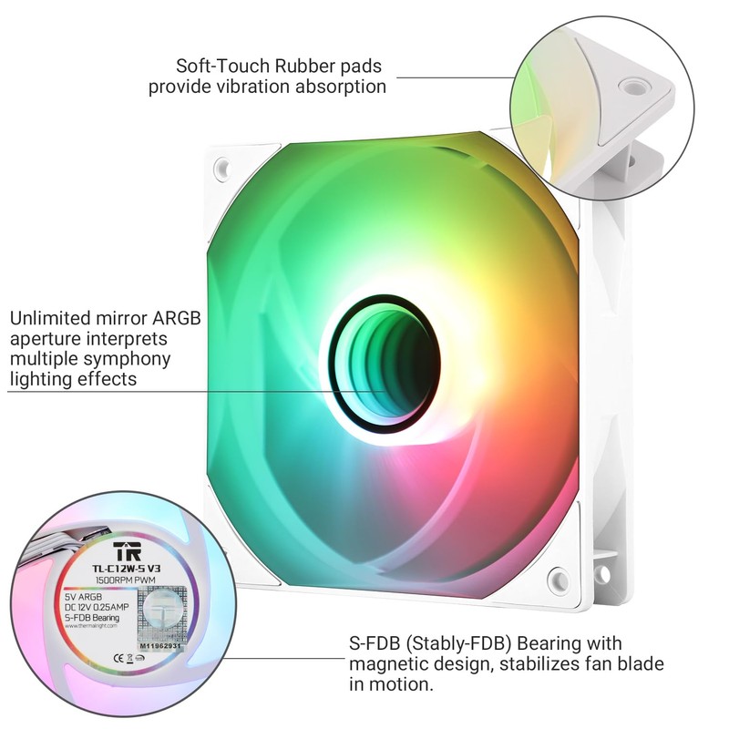 Thermalrlght TL-C12W-S V3 x3 Packs Case Fan 120mm ARGB CPU