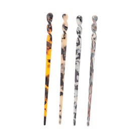 Healvian 4pcs Resin Hair Sticks Simple Elegant Hairpins for Women for Updos and Casual Styles Light Tortoise