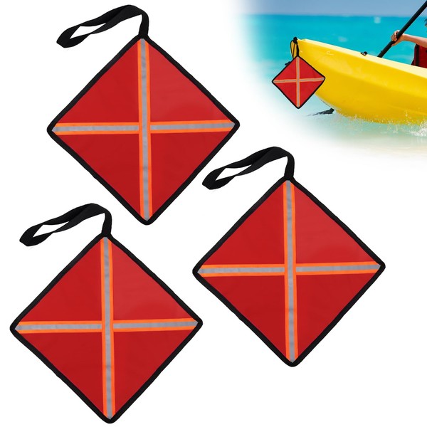 BOXOB 3stk Kajak Flagge, 30x30cm Rote Sicherheitsflaggen für Lange Ladung