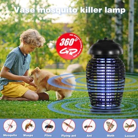 Bug Zapper Outdoor, Indoor Mosquito Zapper 6.5ft Power Cord, Electric Fly Zapper 360 ° Fruit Fly Trap, IPX4 Waterproof 4200V Gnat Traps, 365nm Wavelength for Garden, House, Patio, Restaurant