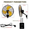 24 Inch Wall Mount Fan, Heavy Duty Oscillating Wall-Mounted Fan