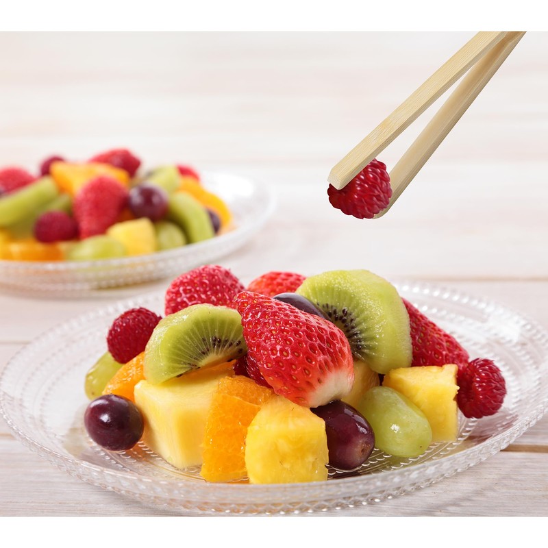 HIC Kitchen Toast Tong Set, Natural Bamboo, 4-Piece Set, Includes